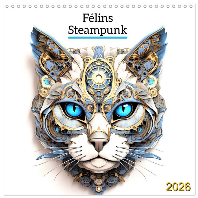 Produktbild: F&eacute;lins Steampunk (Calendrier mural carr&eacute; 2026 30x30 cm) Calendrier double avec une page pour vos prises de notes