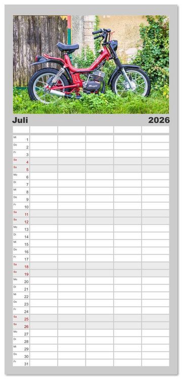 Produktbild: Familienplaner 2026 - Bella Macchina mit 5 Spalten (Wandkalender, 21 x 45 cm) CALVENDO