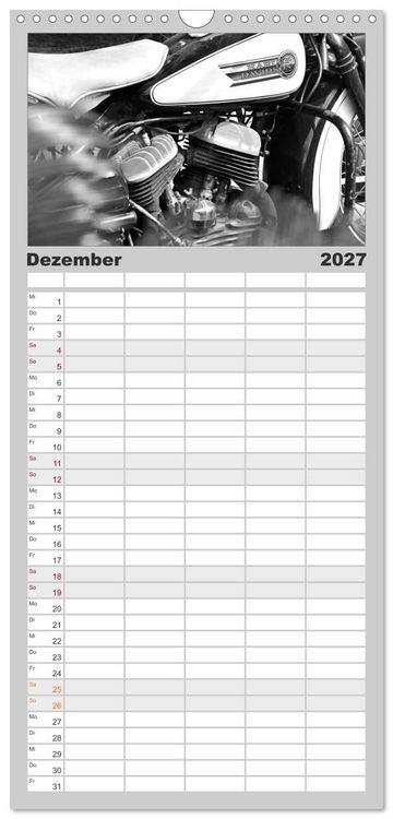Produktbild: Familienplaner 2027 - Harley Davidson WLA 750 in Schwarzweiss mit 5 Spalten (Wandkalender, 21 x 45 cm) CALVENDO