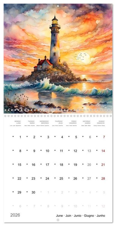 Produktbild: Phares romantiques (Calendrier mural carr&eacute; 2026 30x30 cm) Calendrier double avec une page pour vos prises de notes