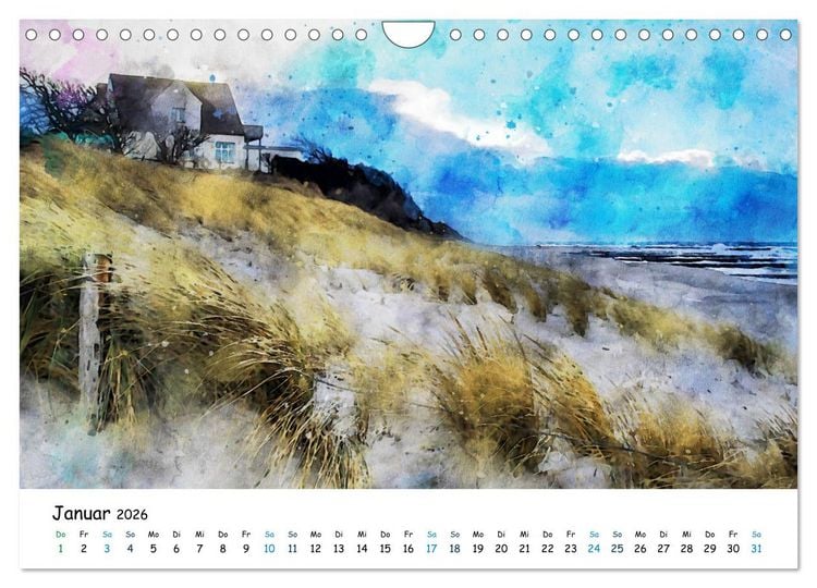 Produktbild: Aquarell Illustrationen vom Dar&szlig; (Wandkalender 2026 DIN A4 quer), CALVENDO Monatskalender