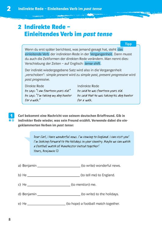 Produktbild: Klett 10-Minuten-Training Englisch Direct Speech - Indirect Speech 7./8. Klasse