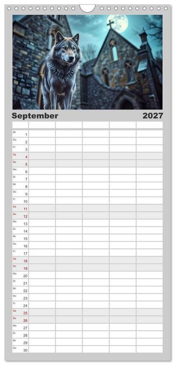 Produktbild: Familienplaner 2027 - Schattenkuss - Tiere in den Armen der Nacht mit 5 Spalten (Wandkalender, 21 x 45 cm) CALVENDO