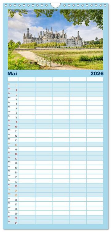 Produktbild: Familienplaner 2026 - Ch&acirc;teaux. Im Tal der Loire mit 5 Spalten (Wandkalender, 21 x 45 cm) CALVENDO