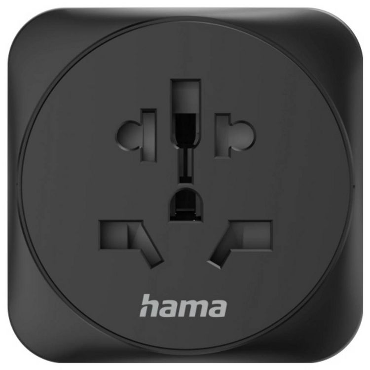 Produktbild: Hama 00223454 Reiseadapter Reiseadapter Typ E und F, 3-polig, universal, Welt nach Europa, Schwarz