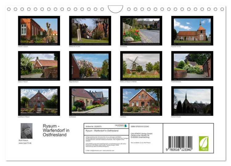 Produktbild: Rysum - Warfendorf in Ostfriesland (Wandkalender 2026 DIN A4 quer), CALVENDO Monatskalender