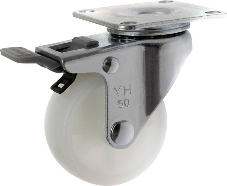 Produktbild: TOOLCRAFT TO-5137875 Lenkrolle mit Feststellbremse 50 mm mit Anschraubplatte Polyamid Tragf&auml;higkeit (max.): 50 kg