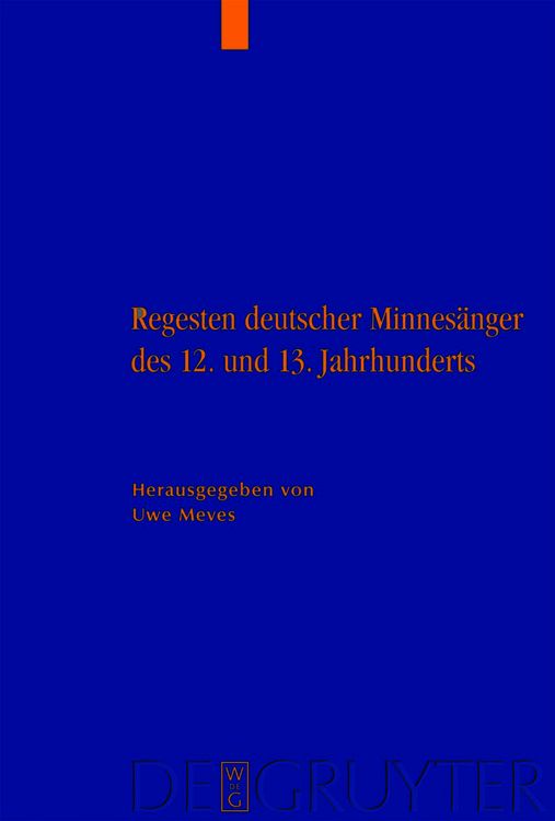 Produktbild: Regesten deutscher Minnes&auml;nger des 12. und 13. Jahrhunderts