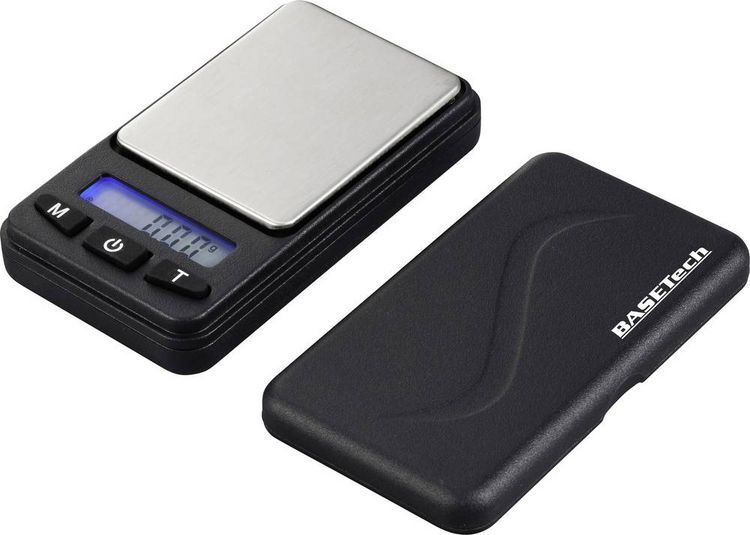 Produktbild: Basetech Taschenwaage SJS-60008 W&auml;gebereich (max.) 200 g Ablesbarkeit 0.01 g batteriebetrieben Silber