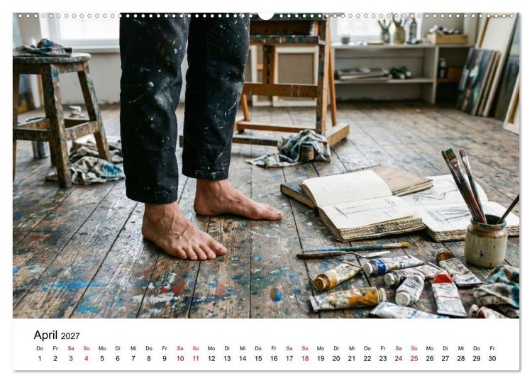 Produktbild: Unten Ohne - Barfu&szlig; durchs Jahr (hochwertiger Premium Wandkalender 2027 DIN A2 quer), Kunstdruck in Hochglanz
