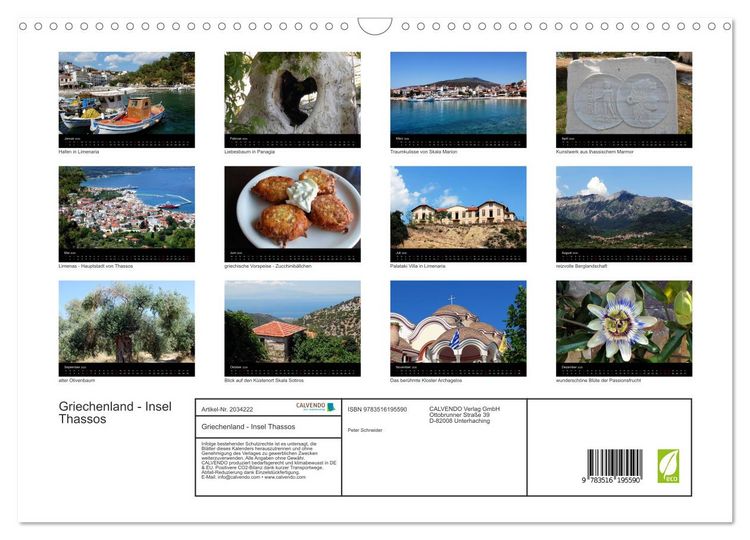 Produktbild: Griechenland - Insel Thassos (Wandkalender 2026 DIN A3 quer), CALVENDO Monatskalender