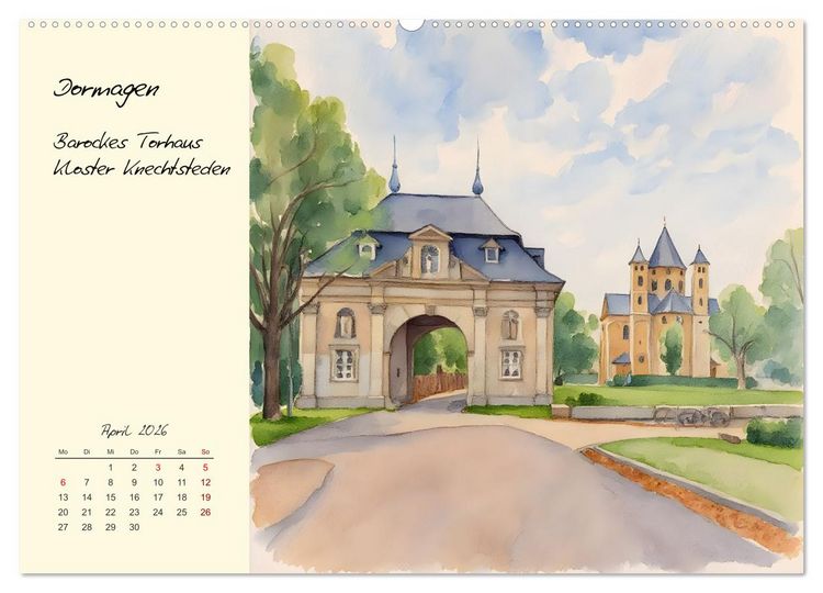 Produktbild: Historische Bauwerke im Rhein-Kreis Neuss (hochwertiger Premium Wandkalender 2026 DIN A2 quer), Kunstdruck in Hochglanz