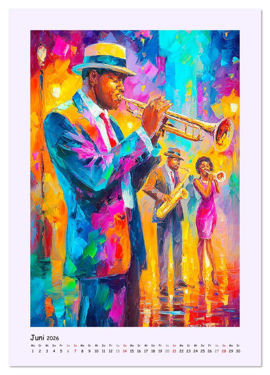 Produktbild: Jazz Seelen. Musiker im Takt der Farben (Wandkalender 2026 DIN A2 hoch), CALVENDO Monatskalender