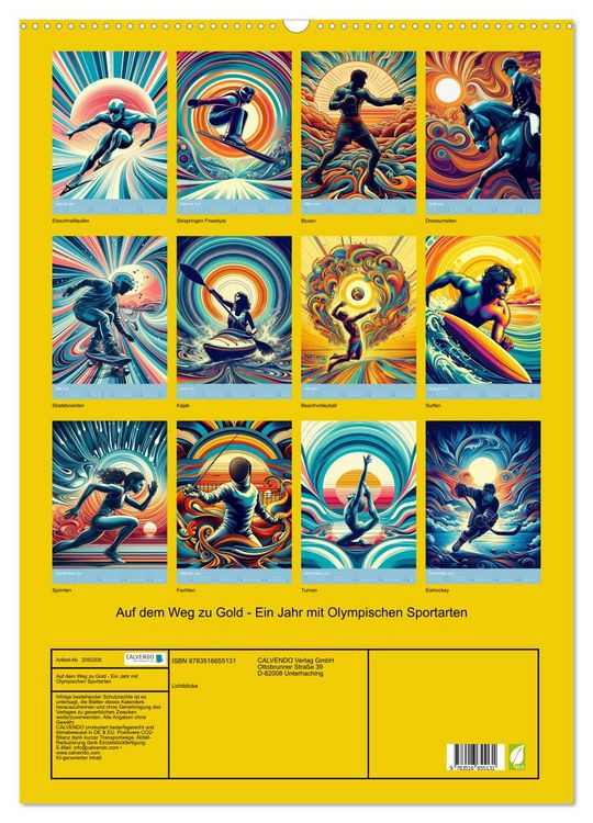 Produktbild: Auf dem Weg zu Gold - Ein Jahr mit Olympischen Sportarten (Wandkalender 2026 DIN A2 hoch), CALVENDO Monatskalender