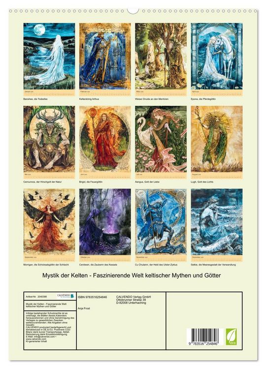 Produktbild: Mystik der Kelten - Faszinierende Welt keltischer Mythen und G&ouml;tter (hochwertiger Premium Wandkalender 2026 DIN A2 hoch), Kunstdruck in Hochglanz