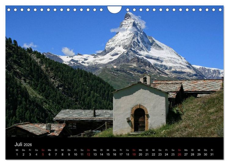 Produktbild: Zauber der Berge Zermatt und das Matterhorn (Wandkalender 2026 DIN A4 quer), CALVENDO Monatskalender