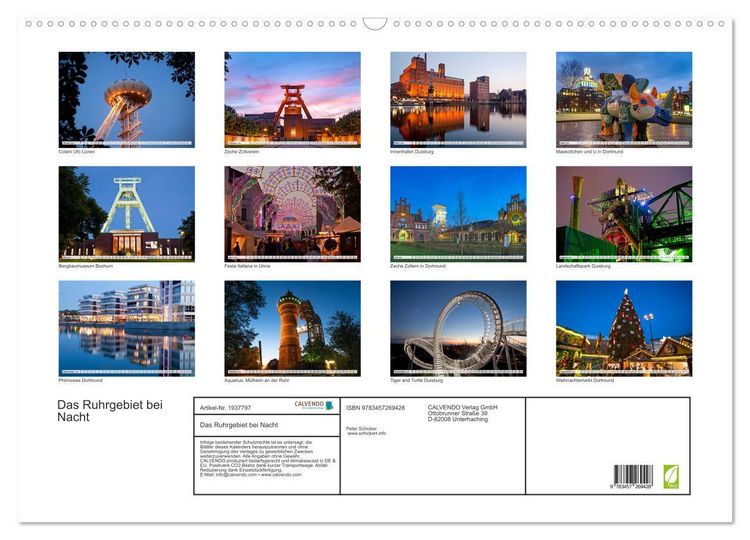 Produktbild: Das Ruhrgebiet bei Nacht (Wandkalender 2026 DIN A2 quer), CALVENDO Monatskalender