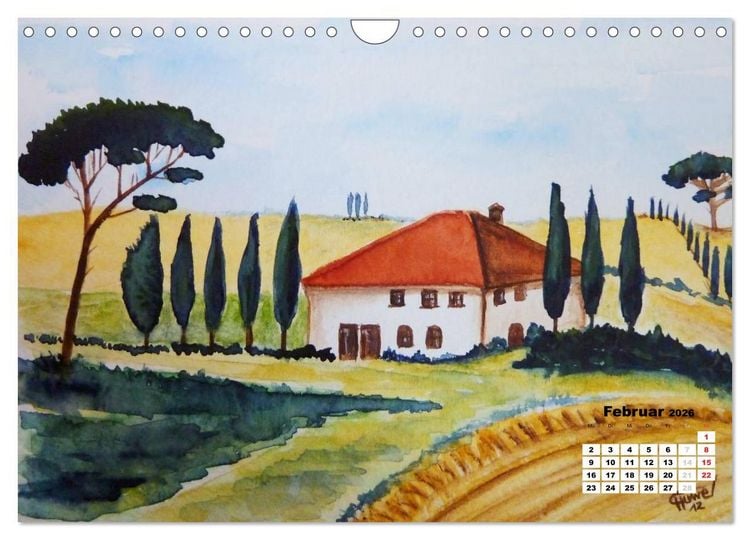 Produktbild: Toskana in Aquarell (Wandkalender 2026 DIN A4 quer), CALVENDO Monatskalender