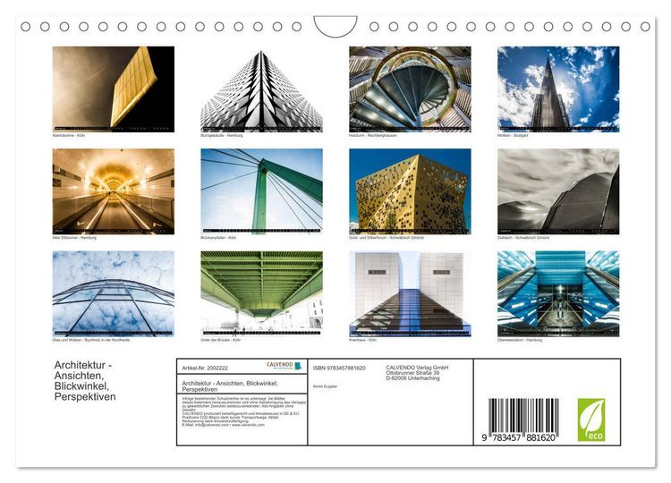 Produktbild: Architektur - Ansichten, Blickwinkel, Perspektiven (Wandkalender 2026 DIN A4 quer), CALVENDO Monatskalender