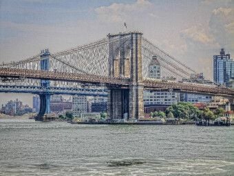 Produktbild: CALVENDO Puzzle New York Brooklyn Bridge | 1000 Teile Lege-Gr&ouml;&szlig;e 64x48cm Foto-Puzzle f&uuml;r gl&uuml;ckliche Stunden