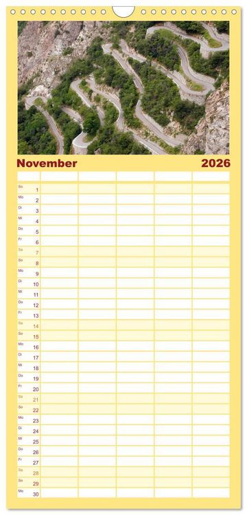 Produktbild: Familienplaner 2026 - Alpenp&auml;sse auf dem Rennrad Vol. 1 mit 5 Spalten (Wandkalender, 21 x 45 cm) CALVENDO
