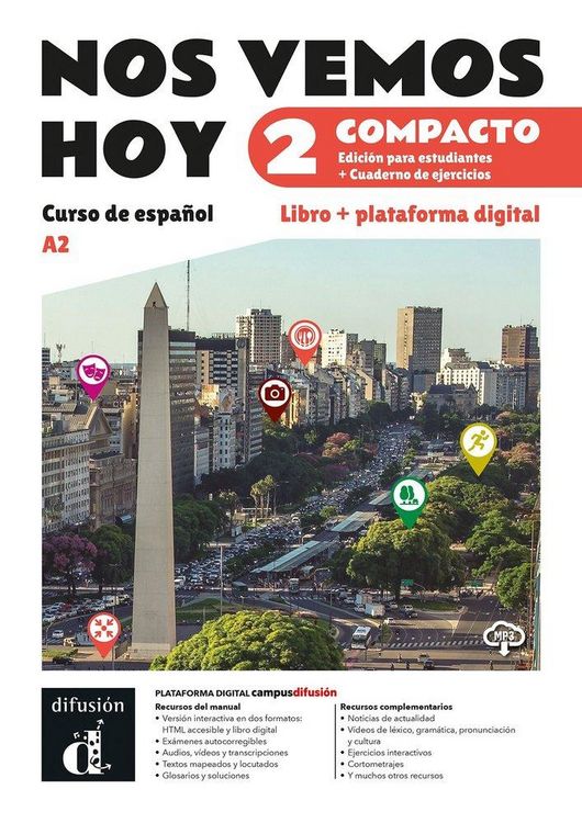 Produktbild: Nos vemos hoy 2 Compacto Ed. hibrida estudiantes + cuaderno de ejercicios