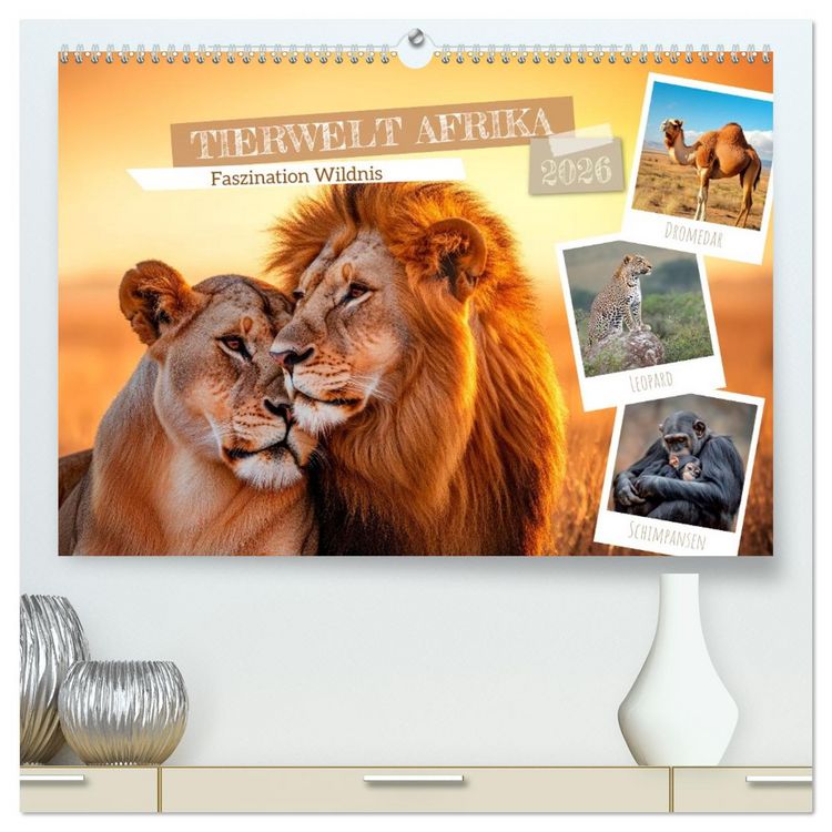 Produktbild: TIERWELT AFRIKA Faszination Wildnis (hochwertiger Premium Wandkalender 2026 DIN A2 quer), Kunstdruck in Hochglanz