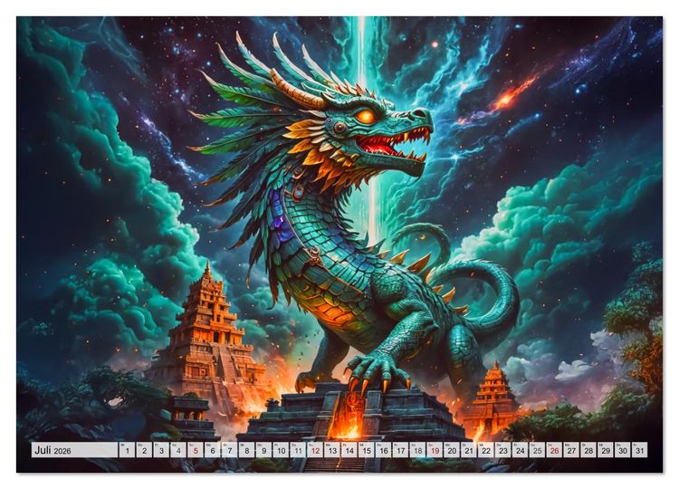 Produktbild: Aztekische Mythologie - G&ouml;tter, Helden und Monster (Wandkalender 2026 DIN A4 quer), CALVENDO Monatskalender