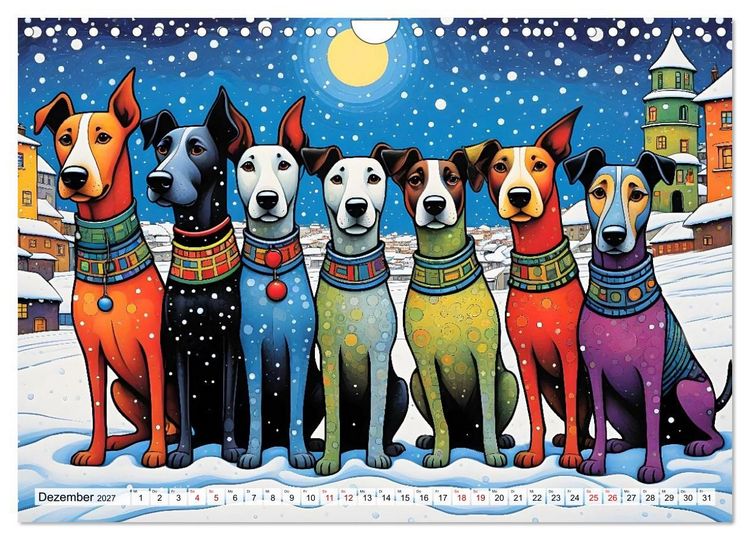 Produktbild: Bunte Hundebande (Wandkalender 2027 DIN A4 quer), CALVENDO Monatskalender