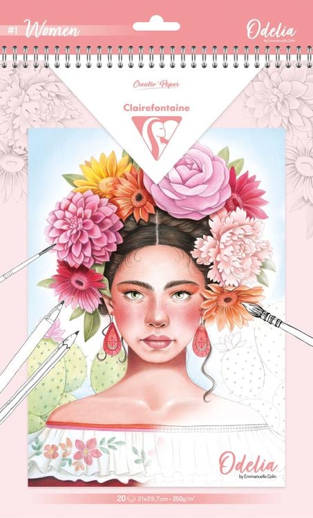 Produktbild: ODELIA, Ausmalblock Mixed Media, 20 Blatt A4 250g, Spiralbindung, Frauen