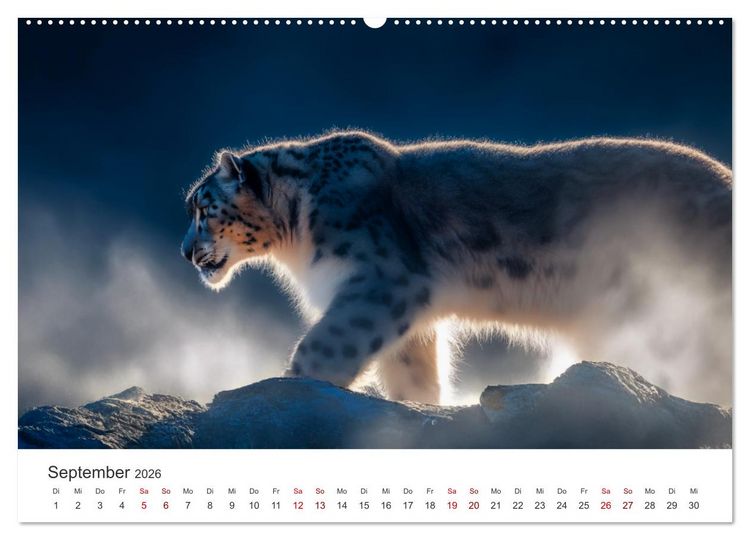 Produktbild: Geist des Gebirges - Ein Jahr in der wilden Welt der Schneeleoparden (hochwertiger Premium Wandkalender 2026 DIN A2 quer), Kunstdruck in Hochglanz
