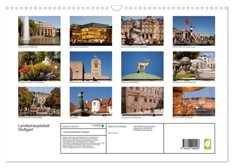 Produktbild: Landeshauptstadt Stuttgart (Wandkalender 2026 DIN A3 quer), CALVENDO Monatskalender