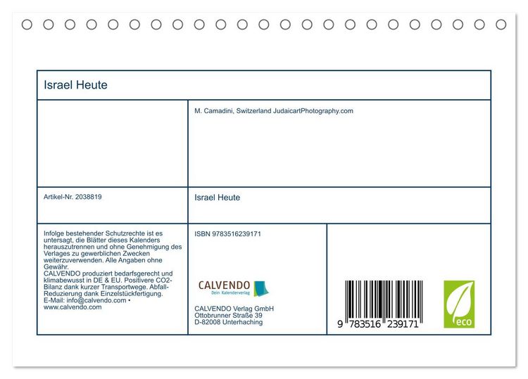 Produktbild: Israel Heute (Tischkalender 2026 DIN A5 quer), CALVENDO Monatskalender