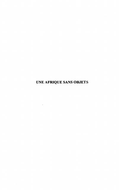Produktbild: Une afrique sans objets