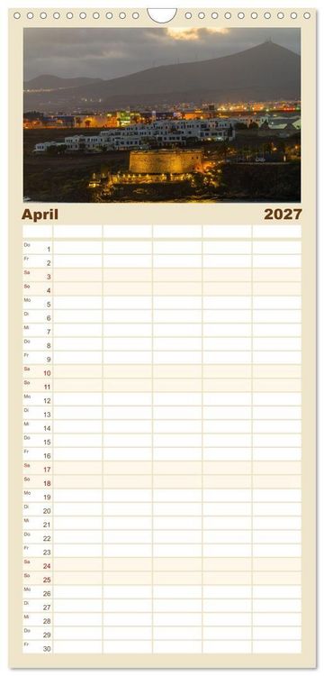 Produktbild: Familienplaner 2027 - Sehnsuchtsh&auml;fen in der Nacht mit 5 Spalten (Wandkalender, 21 x 45 cm) CALVENDO