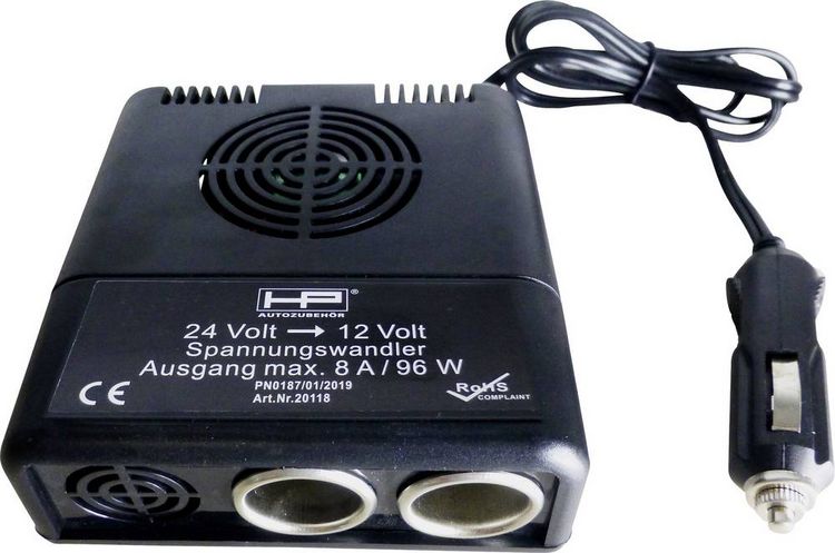 Produktbild: HP Autozubeh&ouml;r 20118 24V > 12V Spannungswandler 96W 1 St. (L x B x H) 11.5mm x 11cm x 4.5cm Ausgangsspannung (Details)=12V