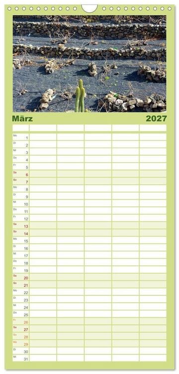 Produktbild: Familienplaner 2027 - Vulkaninsel Lanzarote mit 5 Spalten (Wandkalender, 21 x 45 cm) CALVENDO