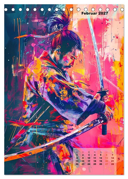Produktbild: Samurai - Stahl Ehre Mut (Tischkalender 2027 DIN A5 hoch), CALVENDO Monatskalender