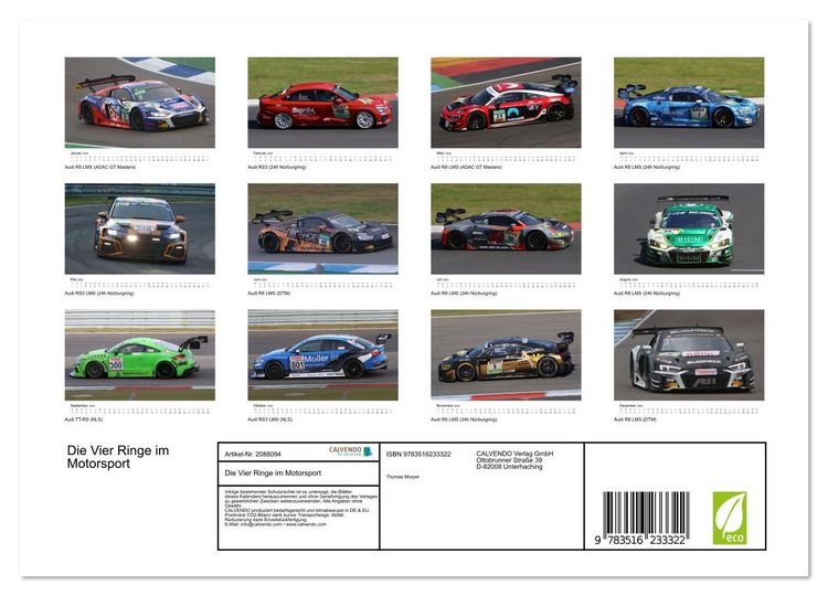 Produktbild: Die Vier Ringe im Motorsport (Wandkalender 2026 DIN A4 quer), CALVENDO Monatskalender