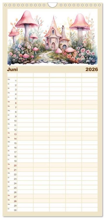 Produktbild: Familienplaner 2026 - M&auml;rchenhafte Feenh&auml;uschen mit 5 Spalten (Wandkalender, 21 x 45 cm) CALVENDO