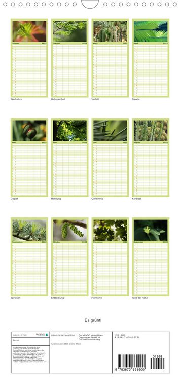 Produktbild: Es gr&uuml;nt! - Familienplaner hoch (Wandkalender 2022 , 21 cm x 45 cm, hoch)