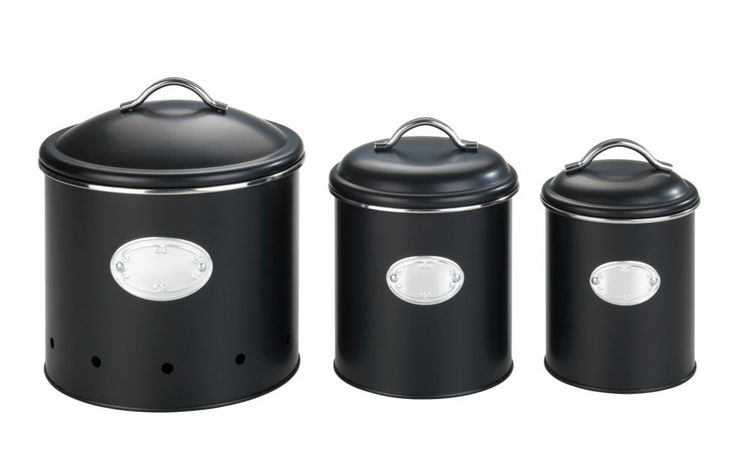 Produktbild: Aufbewahrungsdose Mod. Nero Set, 3-teilig, Vorratsdosen aus lackiertem Metall, Schwarz