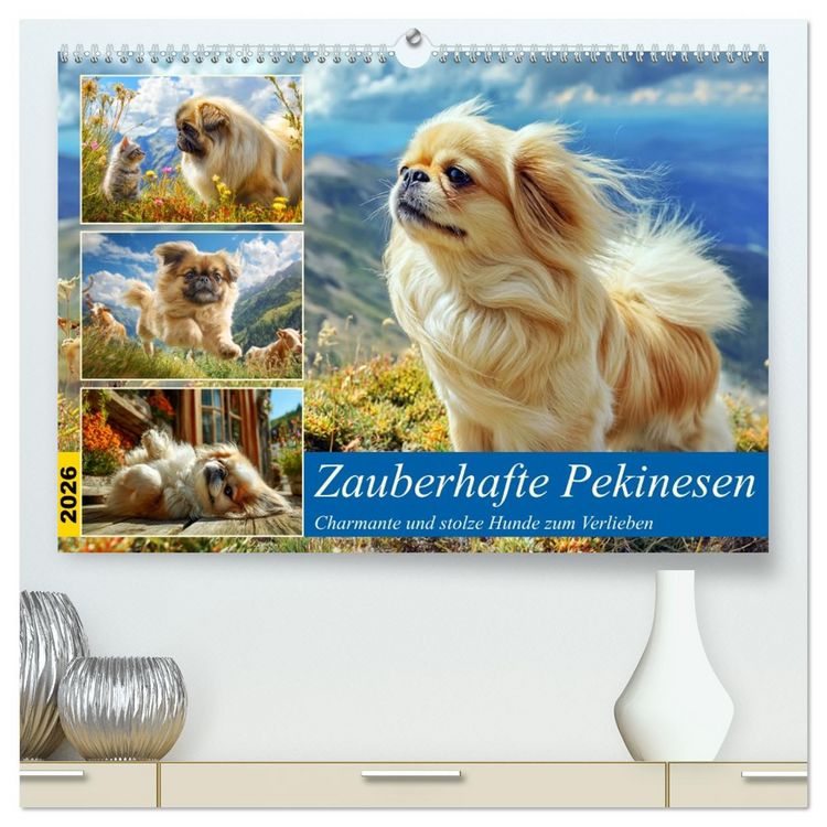 Produktbild: Zauberhafte Pekinesen. Charmante und stolze Hunde zum Verlieben (hochwertiger Premium Wandkalender 2026 DIN A2 quer), Kunstdruck in Hochglanz