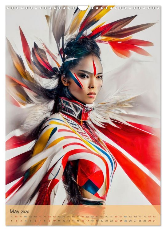 Produktbild: American beauties in a feather style (Wall Calendar 2026 DIN A3 portrait), CALVENDO 12 Month Wall Calendar