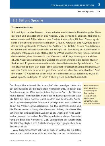 Produktbild: Im Westen nichts Neues von Erich Maria Remarque - Textanalyse und Interpretation