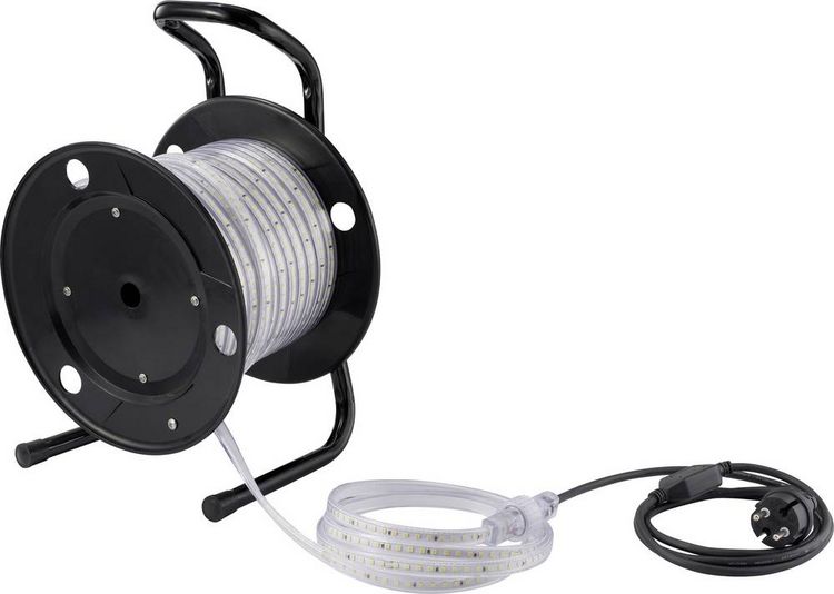 Produktbild: Sygonix SY-6700426 LED-Streifen mit Stecker 230 V/AC 25m Kaltwei&szlig; 1St.
