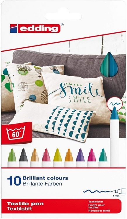 Produktbild: edding 4600 Textilstifte TEXTILE PEN 1mm 10er Set Rundspitze