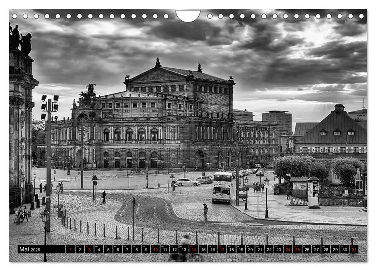 Produktbild: Dresden Faszination Schwarz Weiss (Wandkalender 2026 DIN A4 quer), CALVENDO Monatskalender