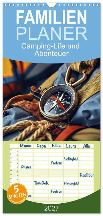 Produktbild: Familienplaner 2027 - Camping-Life und Abenteuer mit 5 Spalten (Wandkalender, 21 x 45 cm) CALVENDO