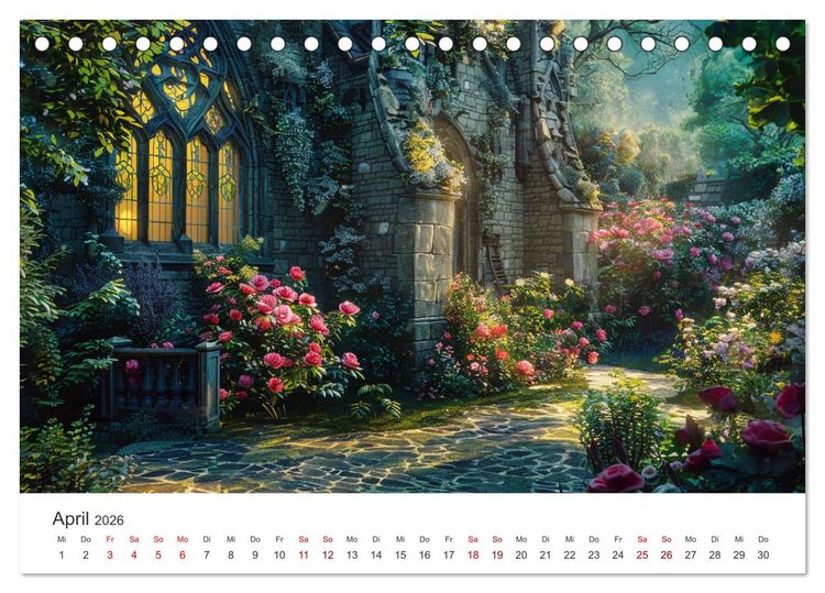 Produktbild: Verwunschene G&auml;rten - Eine Zeitreise (Tischkalender 2026 DIN A5 quer), CALVENDO Monatskalender